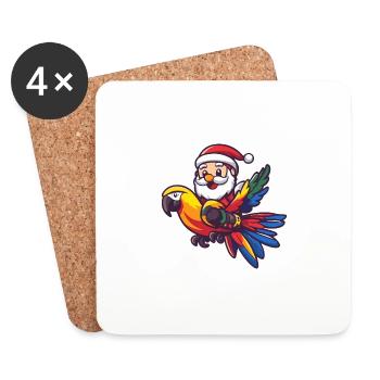 Parrot Santa Claus - Coasters (set of 4) - white - Front