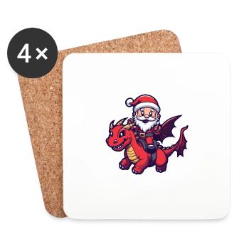 Drache Weihnachtsmann - Untersetzer (4er-Set) - Weiß - Vorne