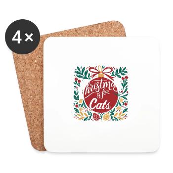 Noël est pour les chats Joie festive des fêtes - Dessous de verre (lot de 4) - blanc - Devant