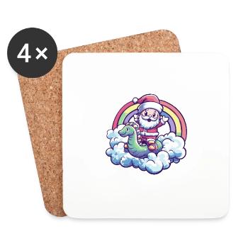 Seepferd Weihnachtsmann Regenbogen - Untersetzer (4er-Set) - Weiß - Vorne