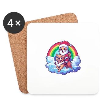 Chihuahua Hund Weihnachtsmann Regenbogen - Untersetzer (4er-Set) - Weiß - Vorne