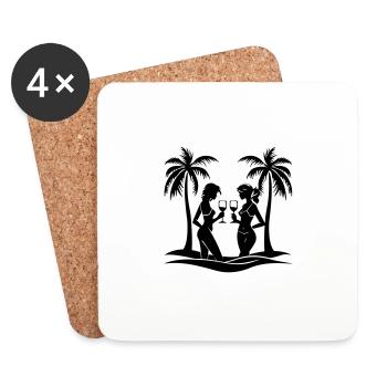 Team Holiday Girls Palm Drinks - Coasters (set of 4) - white - Front