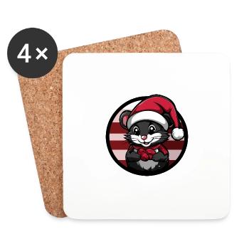 Mouse Christmas X-Mas - Coasters (set of 4) - white - Front