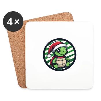 Turtle Christmas X-Mas - Coasters (set of 4) - white - Front