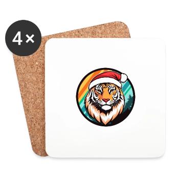 Tigre Noël Noël - Dessous de verre (lot de 4) - blanc - Devant
