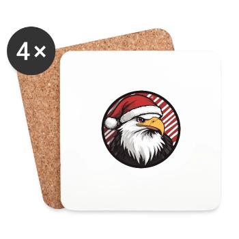Eagle Christmas X-Mas - Coasters (set of 4) - white - Front