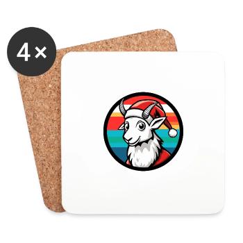Noël de la chèvre de montagne Noël - Dessous de verre (lot de 4) - blanc - Devant