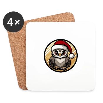 hibou Noël Noël - Dessous de verre (lot de 4) - blanc - Devant