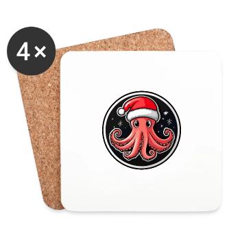 Oktopus Weihnachten X-Mas - Untersetzer (4er-Set) - Weiß - Vorne