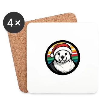 Noël de l’ours polaire Noël - Dessous de verre (lot de 4) - blanc - Devant