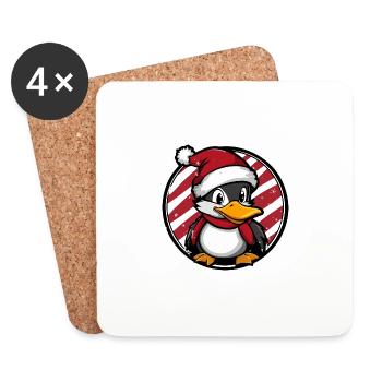 Ente Weihnachten X-Mas - Untersetzer (4er-Set) - Weiß - Vorne