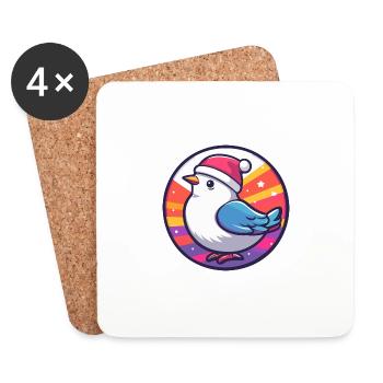 Colombe Oiseau Noël Noël - Dessous de verre (lot de 4) - blanc - Devant