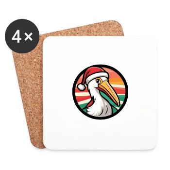 Pelikan Vogel Weihnachten X-Mas - Untersetzer (4er-Set) - Weiß - Vorne