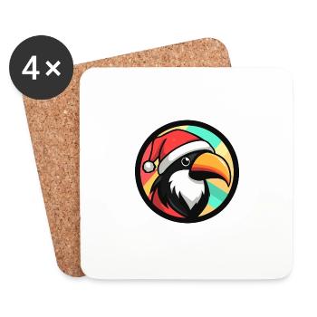 Toucan oiseau Noël Noël - Dessous de verre (lot de 4) - blanc - Devant