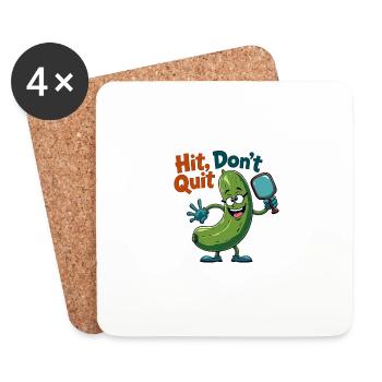 Hit Don't Quit Pickleball Fun Cartoon - Untersetzer (4er-Set) - Weiß - Vorne