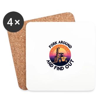 Fork Around and Find Out Forklift Sunset - Coasters (set of 4) - white - Front