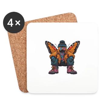 Schmetterling Lustig Winter - Untersetzer (4er-Set) - Weiß - Vorne