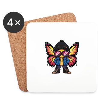 Papillon Bande dessinée cool - Dessous de verre (lot de 4) - blanc - Devant