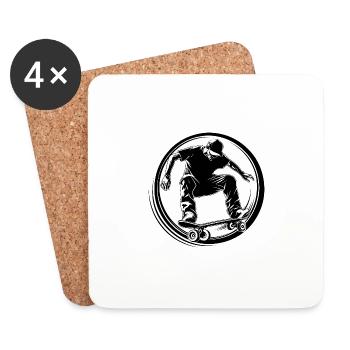 Skateboarding Sport Skateboard - Coasters (set of 4) - white - Front