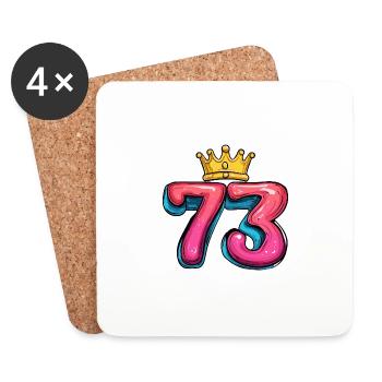 73 Zahl Krone - Untersetzer (4er-Set) - Weiß - Vorne
