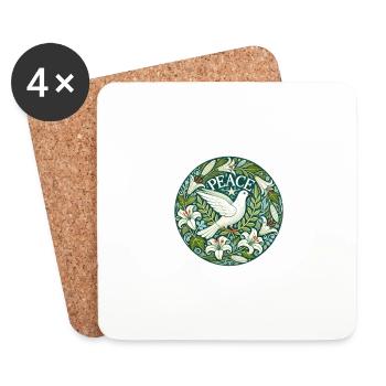 Déclaration de paix avec la Colombe de la Paix - Dessous de verre (lot de 4) - blanc - Devant