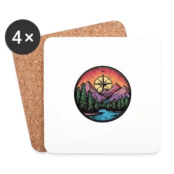 Berge Kompass Landschaft - Untersetzer (4er-Set) - Weiß - Vorne