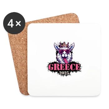 Greece 2025 Alpaca - Coasters (set of 4) - white - Front
