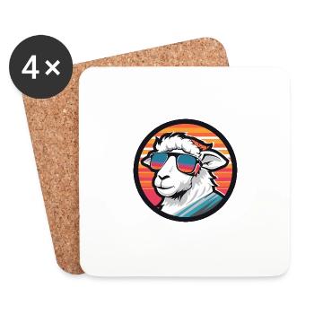 Schaf Comic Cool Sommer - Untersetzer (4er-Set) - Weiß - Vorne