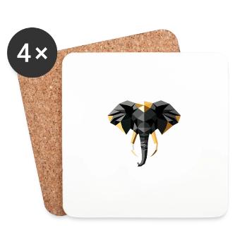 Elephant Low Poly Design - Coasters (set of 4) - white - Front