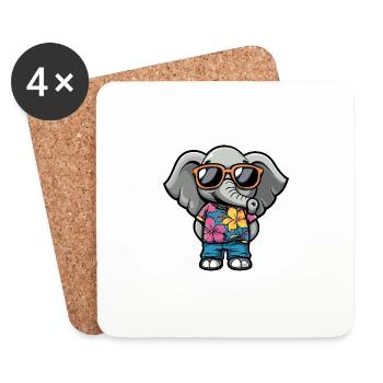 Elephant Comic Holiday - Coasters (set of 4) - white - Front