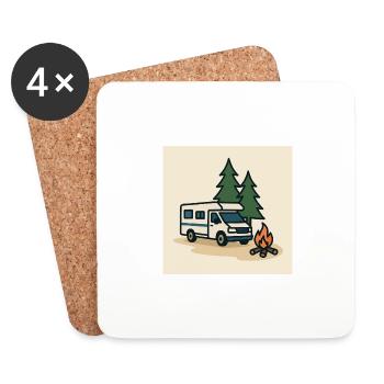 Camping Wohnmobil Tannen - Untersetzer (4er-Set) - Weiß - Vorne