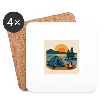 Tente de camping Lac - Dessous de verre (lot de 4) - blanc - Devant