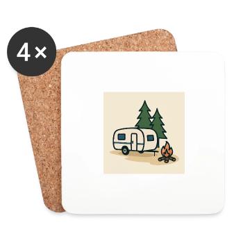 Camping caravan firs - Coasters (set of 4) - white - Front