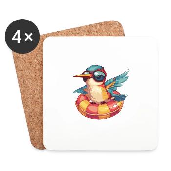 Kolibri Vogel Comic Cool - Untersetzer (4er-Set) - Weiß - Vorne