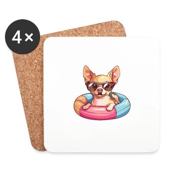 Chihuahua Hund Comic Cool - Untersetzer (4er-Set) - Weiß - Vorne