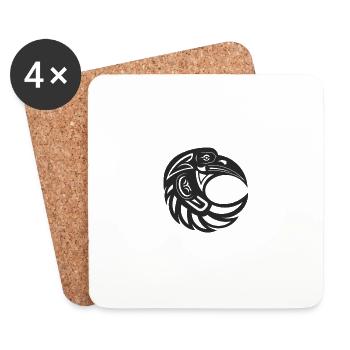 Totem raven round black - Coasters (set of 4) - white - Front