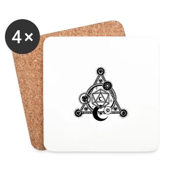 D20 Mystical Crescent Moon Magic Circle RPG - Coasters (set of 4) - white - Front