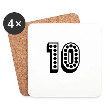 10. 10 YEARS. 10th ANNIVERSARY. 10 YEAR ANNIVERSARY. - Coasters (set of 4) - white - Front