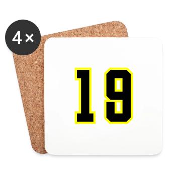 19 Zahl Trikot - Untersetzer (4er-Set) - Weiß - Vorne