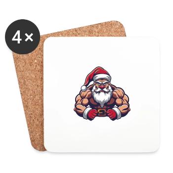 Weihnachtsmann Muskeln Fitness - Untersetzer (4er-Set) - Weiß - Vorne