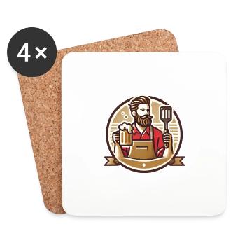 Bearded Grill Master Badge Design - Coasters (set of 4) - white - Front