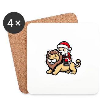 Lion Santa Claus - Coasters (set of 4) - white - Front