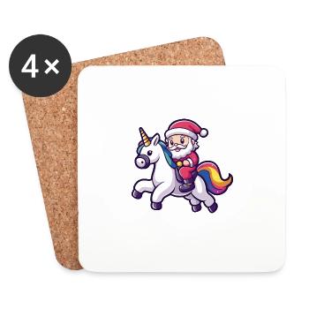 Unicorn Santa Claus - Coasters (set of 4) - white - Front