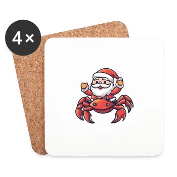 Crab Crab Santa Claus - Coasters (set of 4) - white - Front