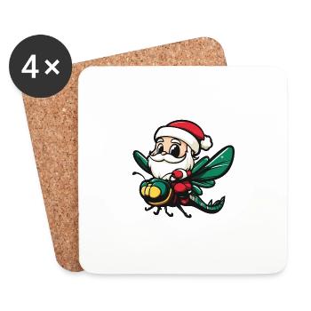 Dragonfly Santa Claus - Coasters (set of 4) - white - Front