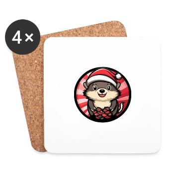 Igel Weihnachten X-Mas - Untersetzer (4er-Set) - Weiß - Vorne