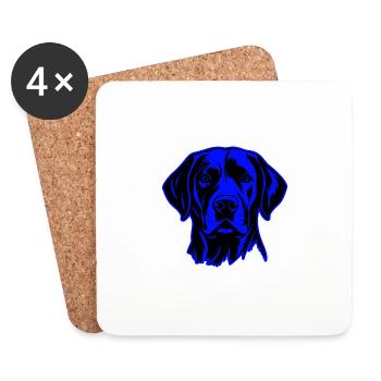 Portrait d’animal de chien labrador - Dessous de verre (lot de 4) - blanc - Devant