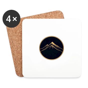 Hiker, Mountain Walk, Round Logo - Coasters (set of 4) - white - Front