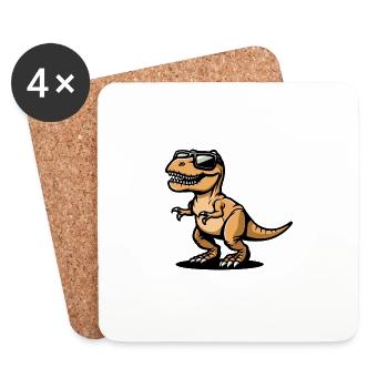 Animal dinosaure T-Rex - Dessous de verre (lot de 4) - blanc - Devant