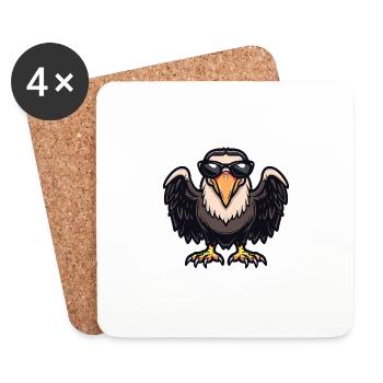Animal vautour oiseau harpie - Dessous de verre (lot de 4) - blanc - Devant